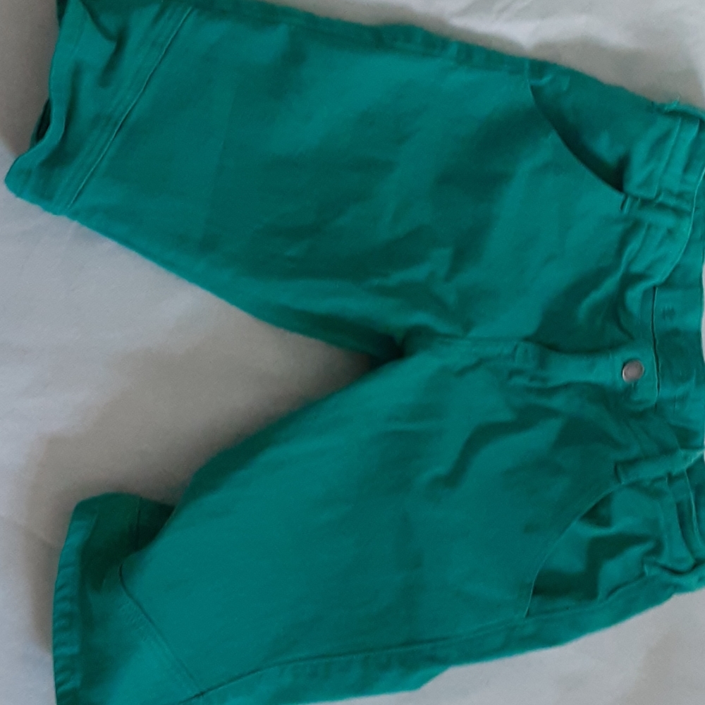 Teal jean shorts